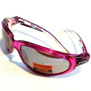 Women's Crystal Pink Exterior Chrome Interior Sport Sunglasses with Flash Mirror